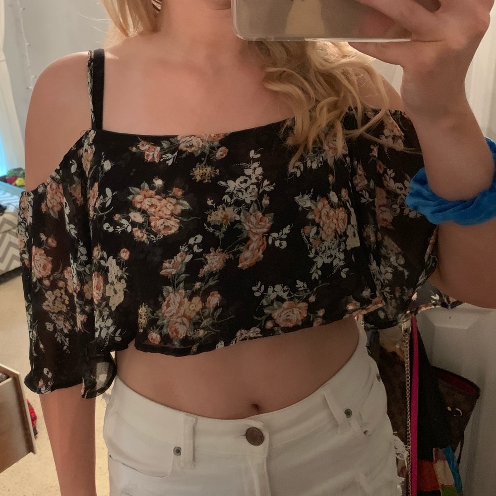 black floral crop top